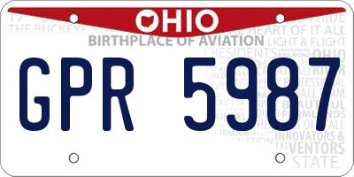 OH license plate GPR5987