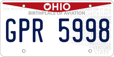OH license plate GPR5998