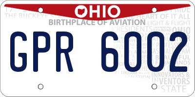 OH license plate GPR6002