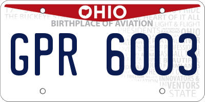 OH license plate GPR6003