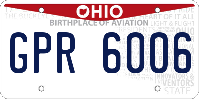 OH license plate GPR6006