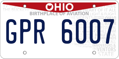 OH license plate GPR6007