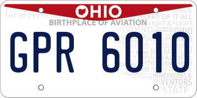OH license plate GPR6010