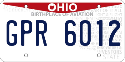 OH license plate GPR6012