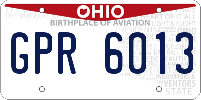 OH license plate GPR6013