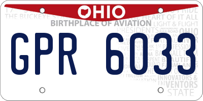 OH license plate GPR6033