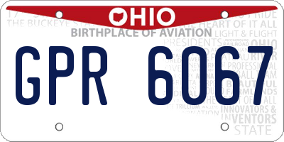 OH license plate GPR6067