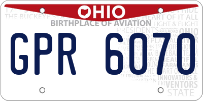 OH license plate GPR6070