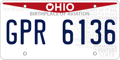 OH license plate GPR6136