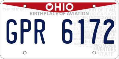 OH license plate GPR6172