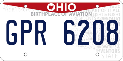 OH license plate GPR6208