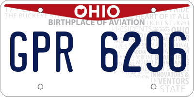 OH license plate GPR6296