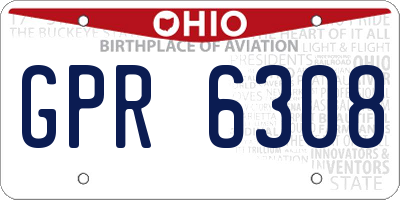 OH license plate GPR6308
