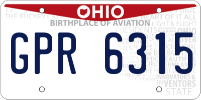 OH license plate GPR6315