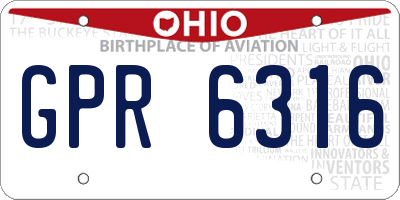 OH license plate GPR6316