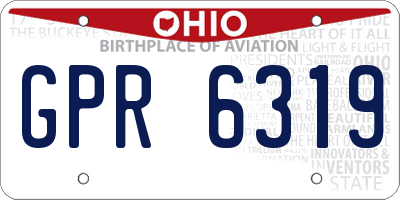 OH license plate GPR6319
