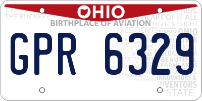 OH license plate GPR6329