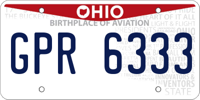 OH license plate GPR6333