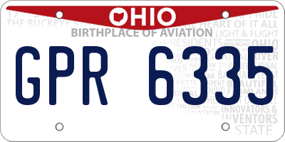 OH license plate GPR6335