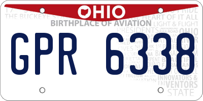 OH license plate GPR6338