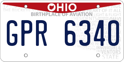 OH license plate GPR6340