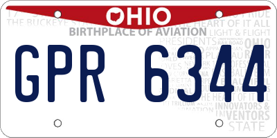 OH license plate GPR6344