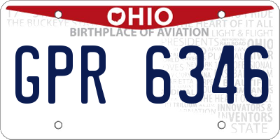OH license plate GPR6346