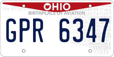OH license plate GPR6347
