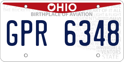 OH license plate GPR6348