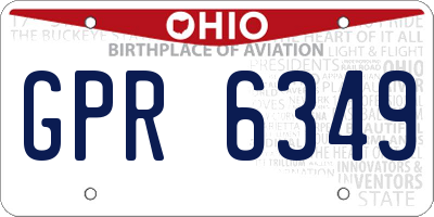 OH license plate GPR6349
