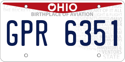 OH license plate GPR6351