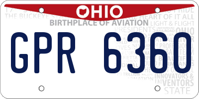 OH license plate GPR6360