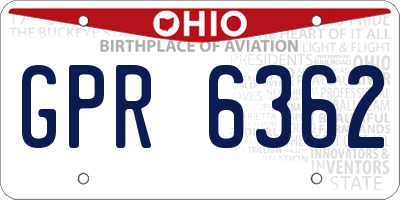 OH license plate GPR6362