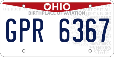 OH license plate GPR6367