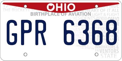 OH license plate GPR6368