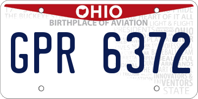 OH license plate GPR6372