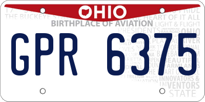 OH license plate GPR6375