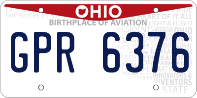 OH license plate GPR6376