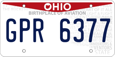 OH license plate GPR6377