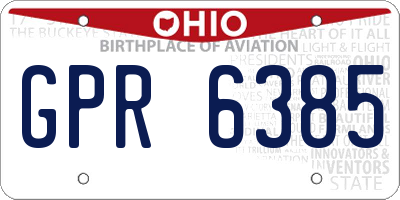 OH license plate GPR6385