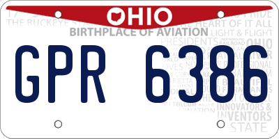 OH license plate GPR6386