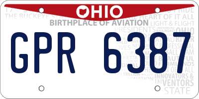 OH license plate GPR6387