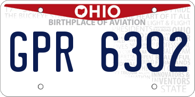 OH license plate GPR6392