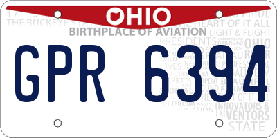 OH license plate GPR6394