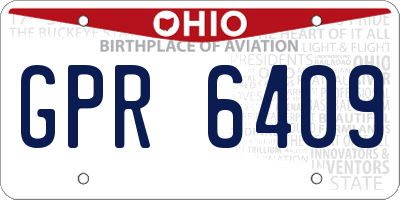OH license plate GPR6409