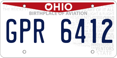 OH license plate GPR6412
