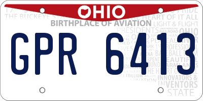 OH license plate GPR6413