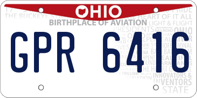 OH license plate GPR6416