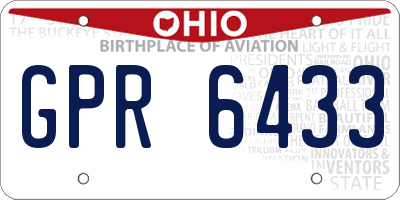 OH license plate GPR6433