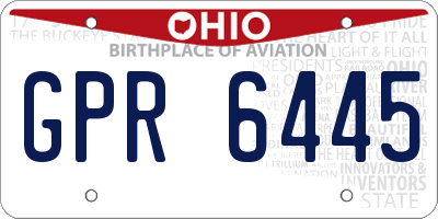OH license plate GPR6445